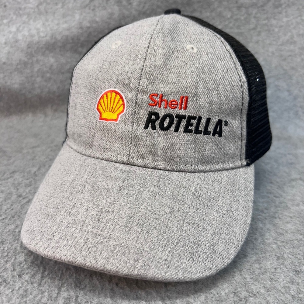 Shell Rotella Mens Gray Shell Trucker Hat Mesh Snapback OSFM